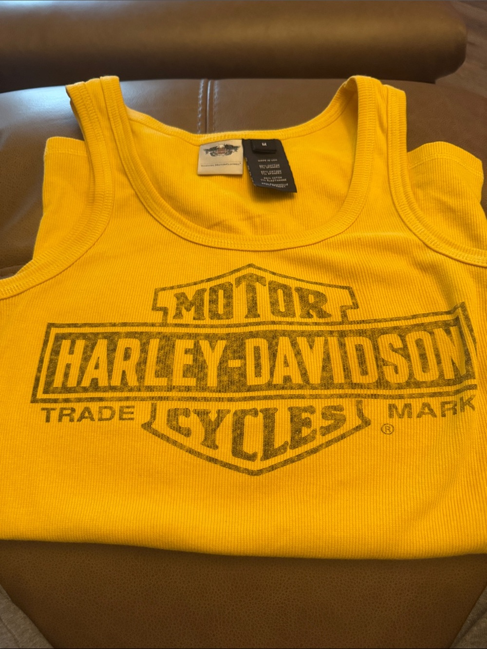 Harley-Davidson Kids Bright Yellow Ribbed Tank with Vintage Logo